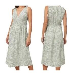Rails Sage Green Floral Midi Dress with Smocked Waist